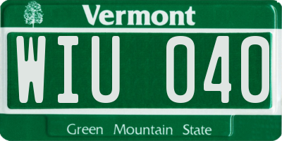 VT license plate WIU040