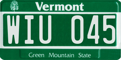 VT license plate WIU045