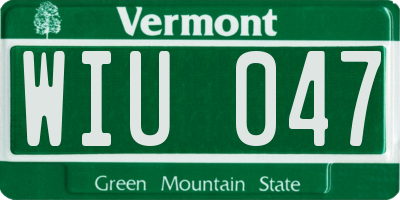VT license plate WIU047