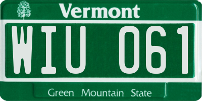 VT license plate WIU061