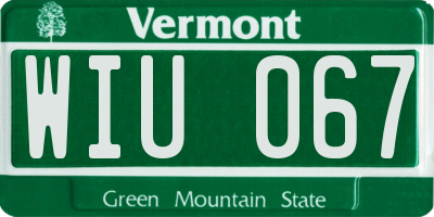 VT license plate WIU067