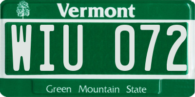 VT license plate WIU072