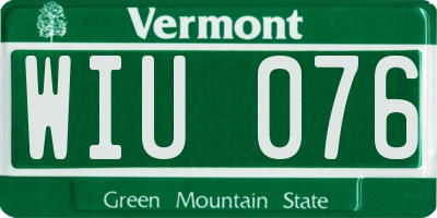 VT license plate WIU076