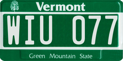 VT license plate WIU077