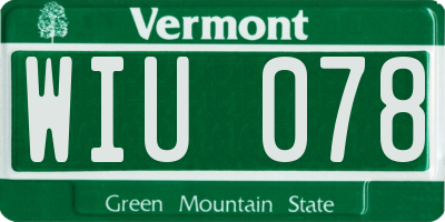 VT license plate WIU078