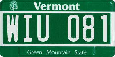 VT license plate WIU081