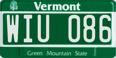 VT license plate WIU086
