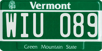 VT license plate WIU089