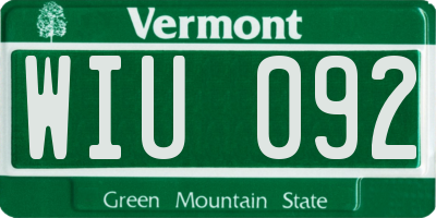 VT license plate WIU092