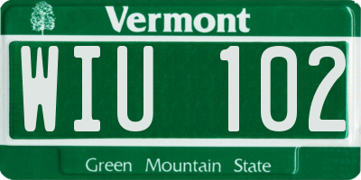 VT license plate WIU102