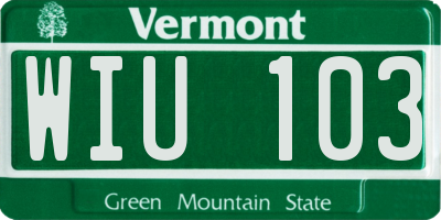 VT license plate WIU103