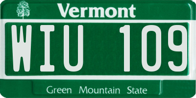 VT license plate WIU109