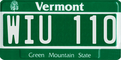 VT license plate WIU110