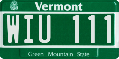 VT license plate WIU111