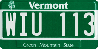 VT license plate WIU113