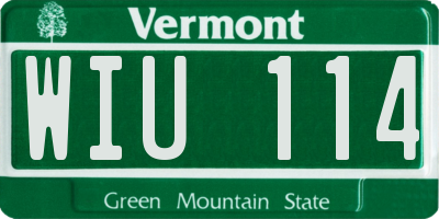 VT license plate WIU114