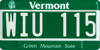 VT license plate WIU115