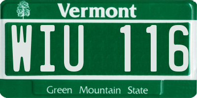 VT license plate WIU116
