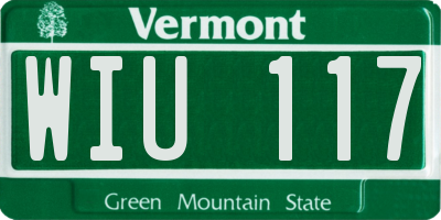 VT license plate WIU117
