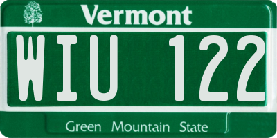 VT license plate WIU122