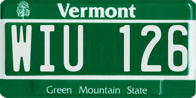 VT license plate WIU126