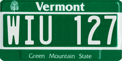 VT license plate WIU127