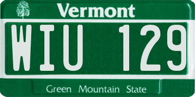 VT license plate WIU129