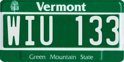 VT license plate WIU133