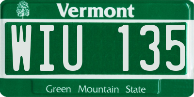 VT license plate WIU135
