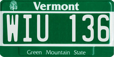VT license plate WIU136