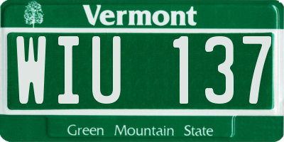 VT license plate WIU137