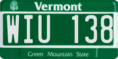 VT license plate WIU138