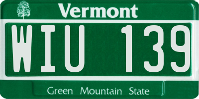 VT license plate WIU139