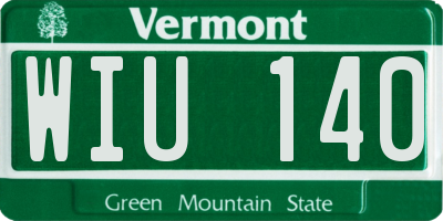VT license plate WIU140