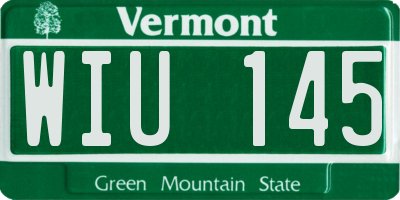 VT license plate WIU145