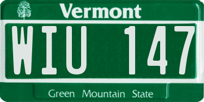 VT license plate WIU147