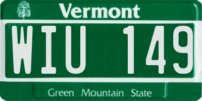 VT license plate WIU149