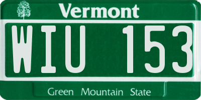 VT license plate WIU153