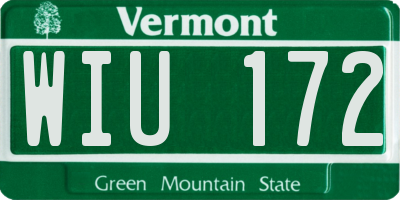 VT license plate WIU172