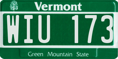 VT license plate WIU173