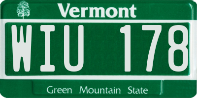 VT license plate WIU178