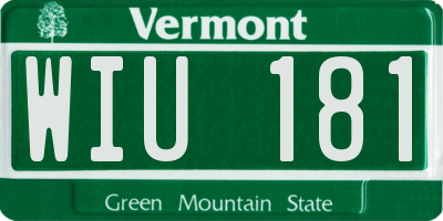 VT license plate WIU181