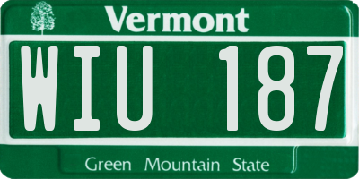 VT license plate WIU187