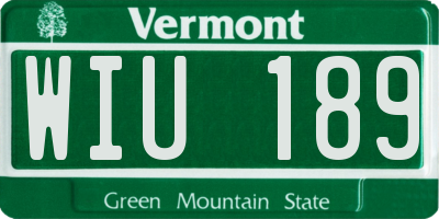 VT license plate WIU189