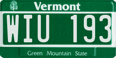 VT license plate WIU193