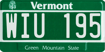 VT license plate WIU195