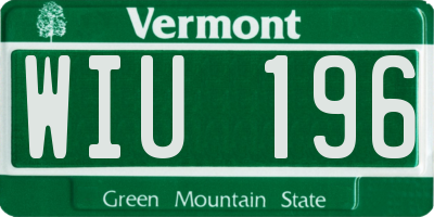 VT license plate WIU196