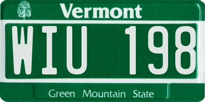 VT license plate WIU198