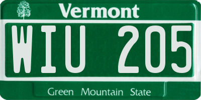 VT license plate WIU205