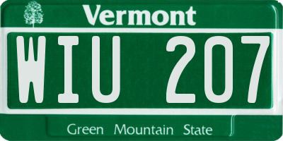 VT license plate WIU207